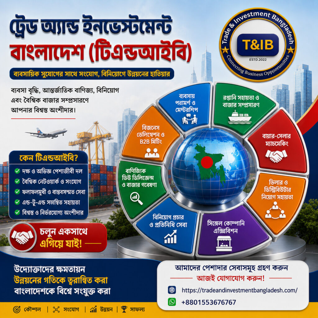 টি অ্যান্ড আইবি-এর রপ্তানি সহায়তা ও আন্তর্জাতিক বাজারে প্রবেশ সেবা